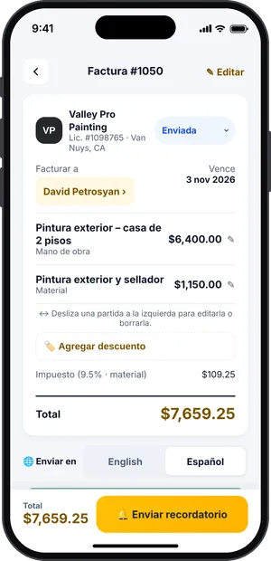 Una factura lista para enviar